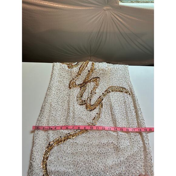 Vintage Cachet Bari Protas Womens 14 Silk Long sleeve Fully Beaded Dress Ivory - Picture 16 of 16